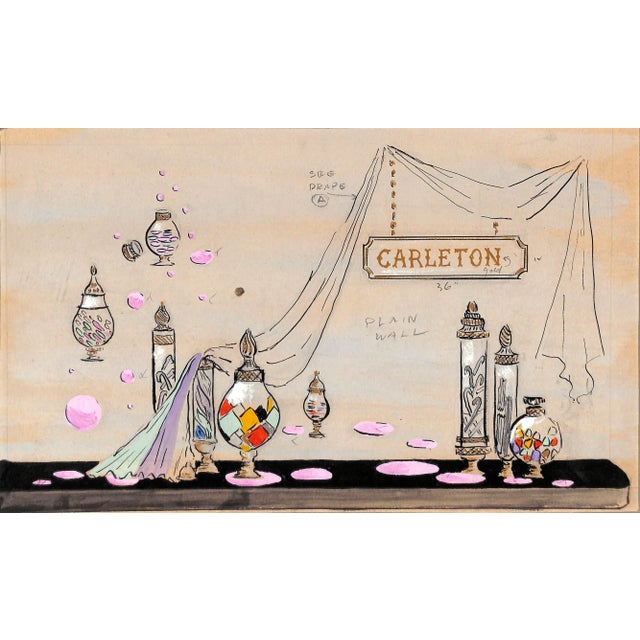 Lanvin of Paris Original Circa 1950s Advertising Watercolor Artwork For Sale