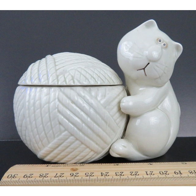 Add a playful touch of vintage charm to your collection with this **Vintage Fitz & Floyd “Cat-Snip” Ceramic Yarn...