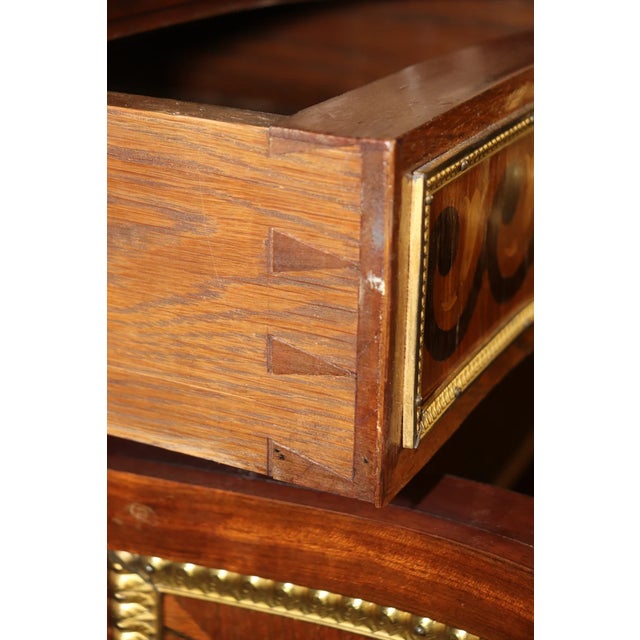 Early 20th Century French Louis XVI Style Marble Top Commode – Bronze Figural Mounts & Walnut Marquetry Sideboard For Sale In Dallas - Image 6 of 10