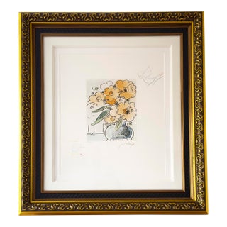 Late 20th Century Peter Max "Vase of Flowers II " Hand-Colored Etching With Remarques, Signed Limited Edition For Sale