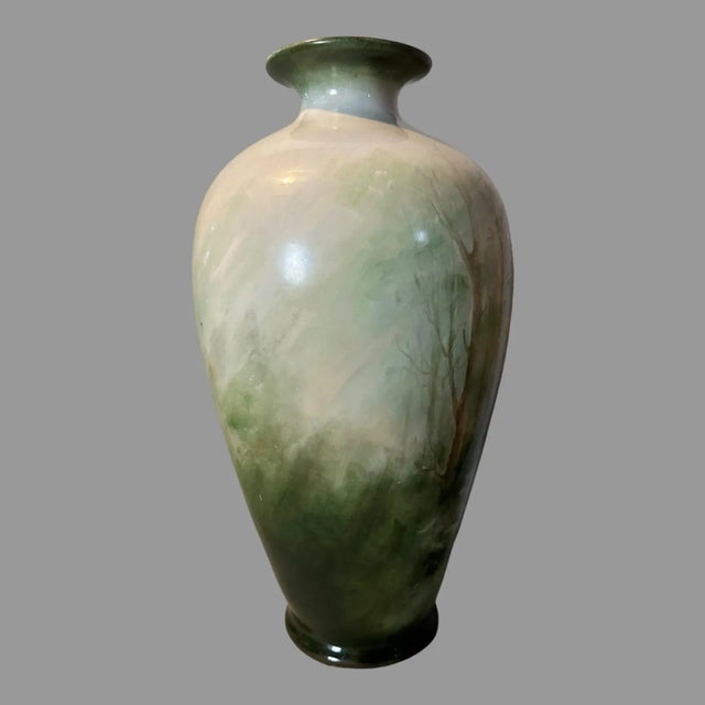 Ceramic Antique Belleek 14.75" Hand Painted Porcelain Portrait Vase of a Maiden For Sale - Image 7 of 11