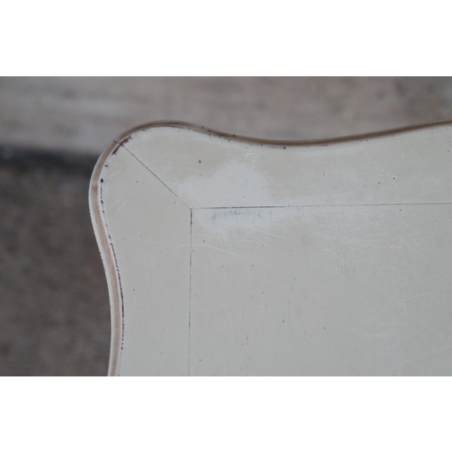 White Mid 20th Century French Victorian Revival White Scalloped Serpentine Side Accent Table For Sale - Image 8 of 11
