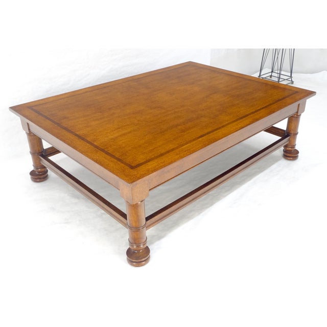 Mid 20th Century Large 44x60 Rectangle Turned Legs English Style Coffee Table MINT For Sale - Image 5 of 13