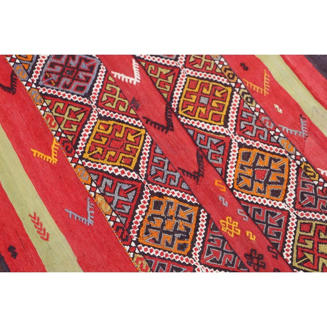 Textile 1960s Anatolian Ethnic Design Hand Knotted Natural Kilim Rug For Sale - Image 7 of 10