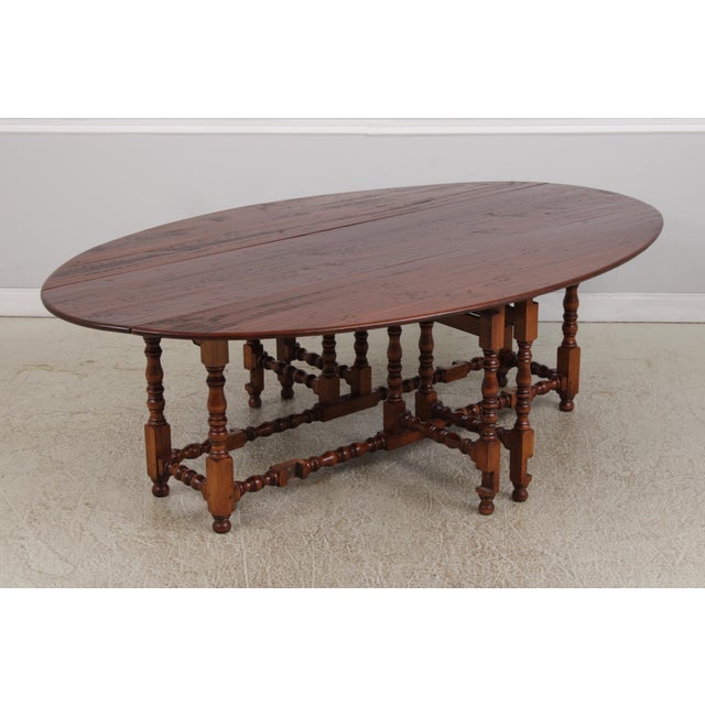 Custom Made Large Walnut Gateleg Drop Leaf Dining Table For Sale In Philadelphia - Image 6 of 18