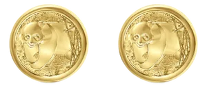 1/20OZ Panda Coin Cuff Links with 14k Yellow Gold Polished Bezel Frame, 2 Pieces
