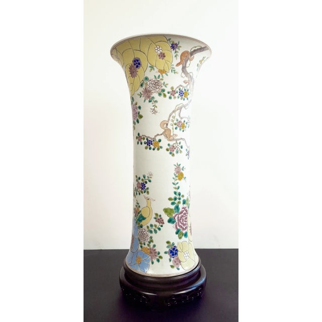 Early 20th Century Large Chinese Porcelain Peafowl Garden Gu For Sale - Image 5 of 11