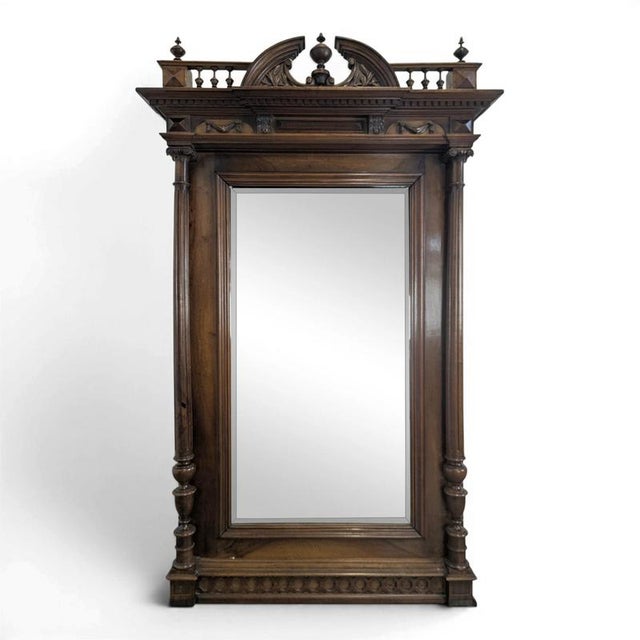 Large Renaissance Mirror in Solid Walnut For Sale - Image 11 of 11