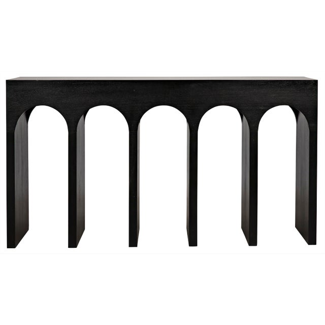 Wood Bridge Console, Hand Rubbed Black For Sale - Image 7 of 7