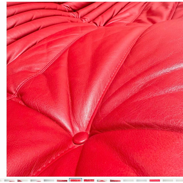 Michel Ducaroy for Ligne Roset Togo Red Leather Sectional Sofa Set For Sale In Palm Springs - Image 6 of 18