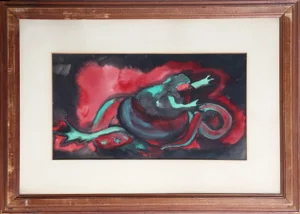 Alfred Van Loen St. George and the Dragon, Abstract Expressionist Painting by Alfred van Loen 1947