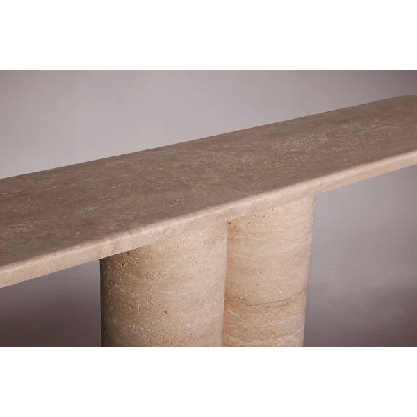 Bullet Leg Travertine Console Table 72" For Sale - Image 4 of 5