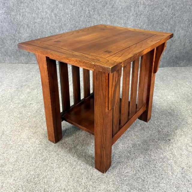 Mission Late 20th Century Oak Mission Style Side Table For Sale - Image 3 of 11