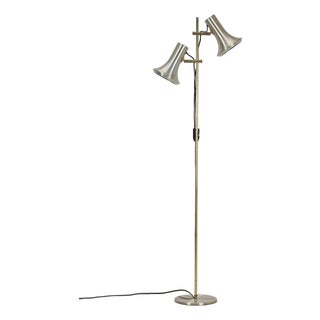 Mid-Century Danish Modern Gilt Floor Lamp from Lyskær Belysning, 1970s For Sale