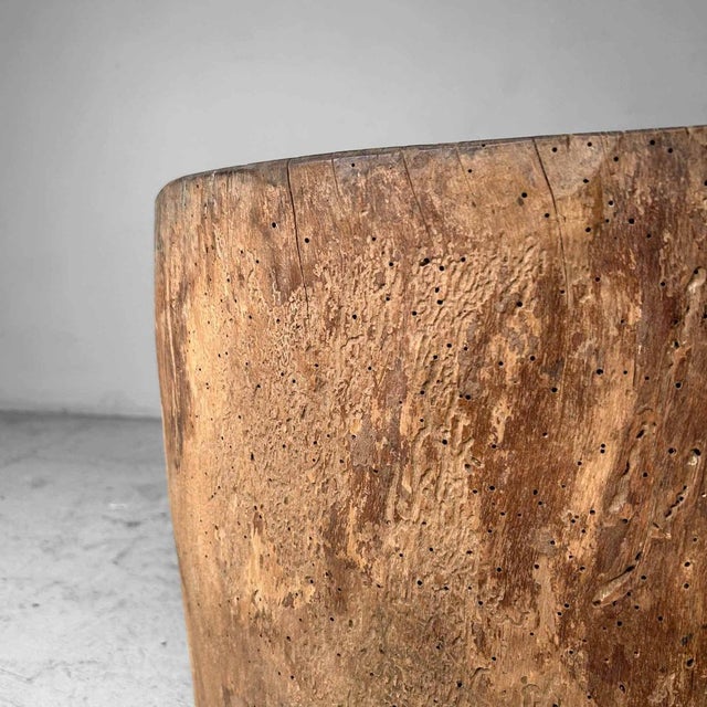 Minimalistic, solid wood Japanese rice mortar, circa 1900. Beautifully weathered wood, a unique and highly coveted...