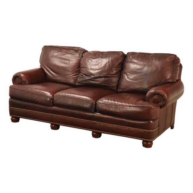 Hancock & Moore Traditional Leather Sofa For Sale