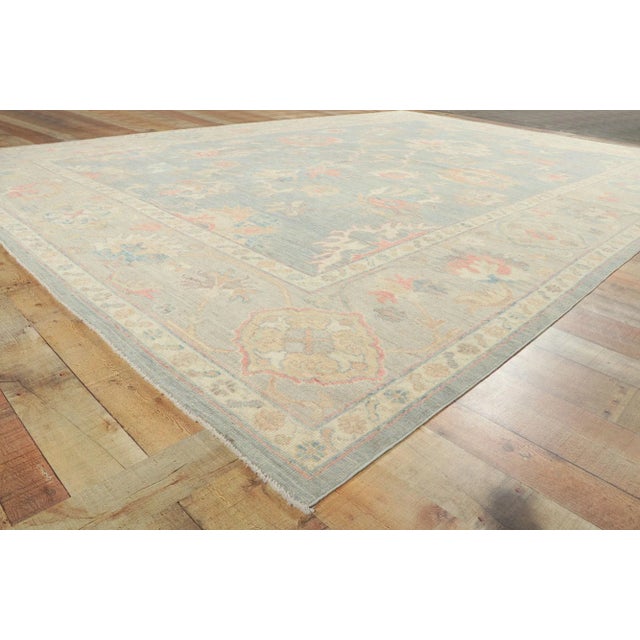 Textile Vintage Modern Oushak Style Rug - 09'11 X 14'00 For Sale - Image 7 of 11