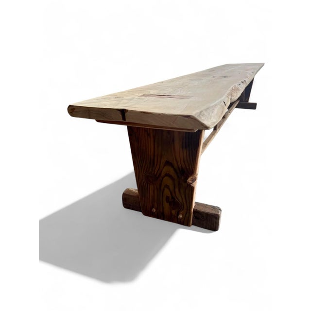 Rustic European Rustic European Farmhouse Natural Trestle Bench 54" For Sale - Image 3 of 11