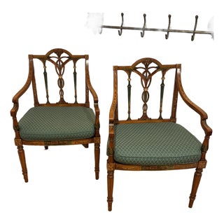 Pair - Adams Style Painted Satinwood Armchairs For Sale