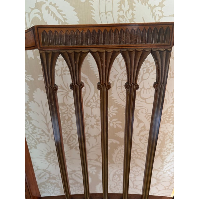 Early 20th Century Edwardian Satinwood Floral Painted Armchair With Cane Seat For Sale - Image 9 of 18