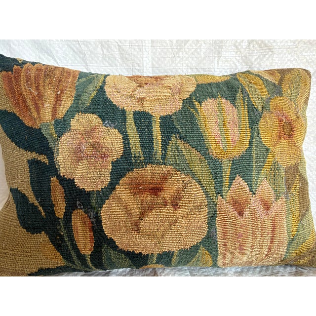 Antique 17th Century Flemish Brussels Botanical Tapestry Pillow For Sale In Los Angeles - Image 6 of 7