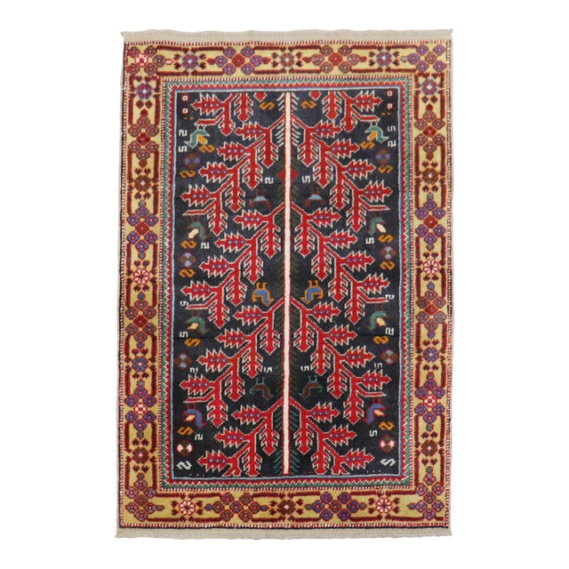 Primitive Vintage Persian Scatter Rug For Sale