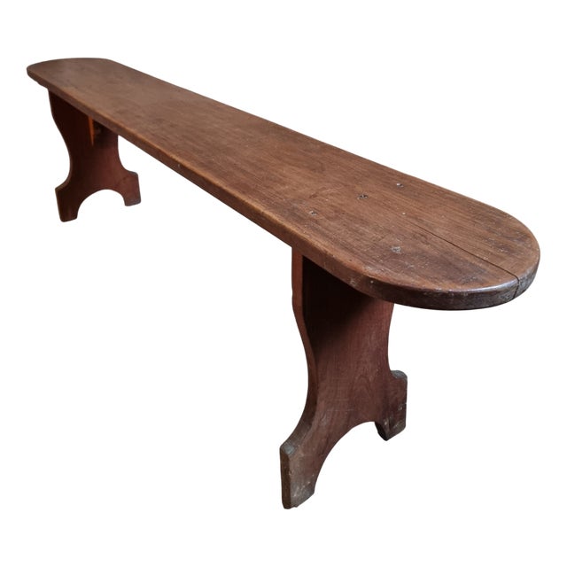 French Cherry Wood Bench, 1930s For Sale