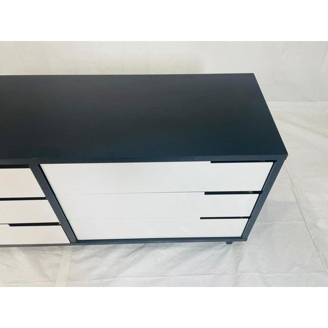 Vintage Style 6 Drawer Credenza With White Accented Drawers For Sale - Image 13 of 18