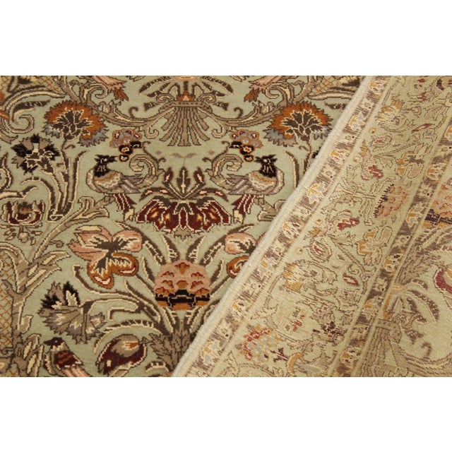 Textile Shabby Chic Pak-Persian Green/Rust Wool Rug - 4'0'' X 6'1'' For Sale - Image 7 of 9