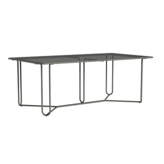 Brown Jordan Walter Lamb Aluminum 43" x 77" Rectangular Dining Table, Glass Top, Mica frame For Sale