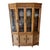 Beautiful mid-century dining set with table, china cabinet and six chairs. The table has a glass protected top with woven...