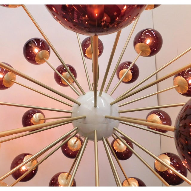 Metal 21st Century Nova Satin Brass Amethyst Bubbles Murano Sputnik Chandelier by Fabio LTD For Sale - Image 7 of 7
