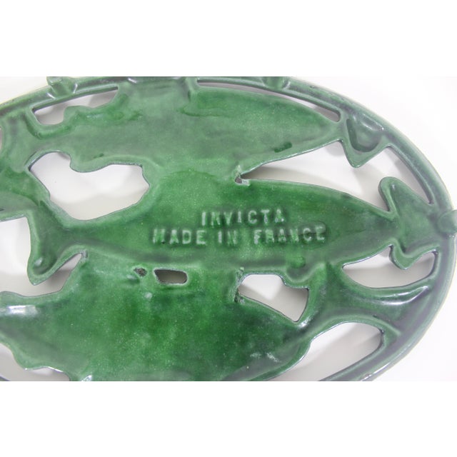 Green Vintage French Cast Iron Enamelled Green Fish Trivet Made in France For Sale - Image 8 of 8