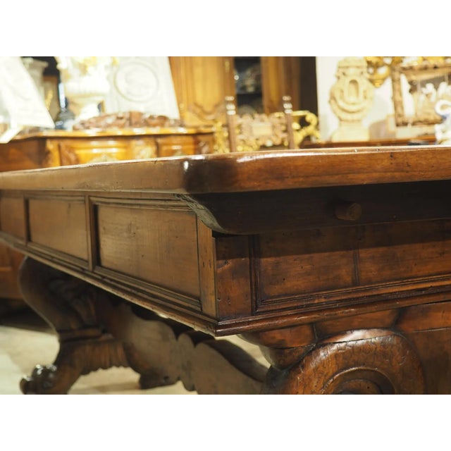 Antique Italian Renaissance Library Table in Carved Walnut, 17th C. And Later For Sale - Image 9 of 12