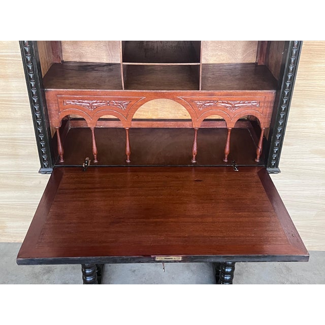 Early 20th Century 20th Century Spanish Baroque Style Cabinet on Stand, Bargueno or Varqueno For Sale - Image 5 of 18