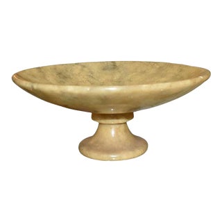 Round Yellow Stone Decorative Bowl or Catchall on Pedestal - Italy For Sale