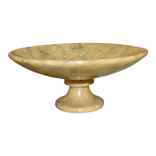 Round Yellow Stone Decorative Bowl or Catchall on Pedestal - Italy For Sale