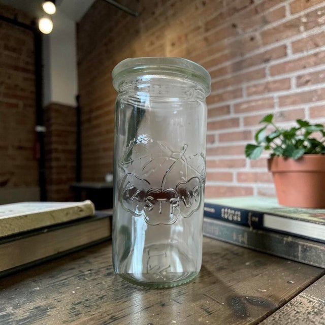 Mid-Century Modern Mid-20th Century Embossed Cherry Glass Jars from Kastrup Glassworks, Denmark, Set of 2 For Sale - Image 3 of 9