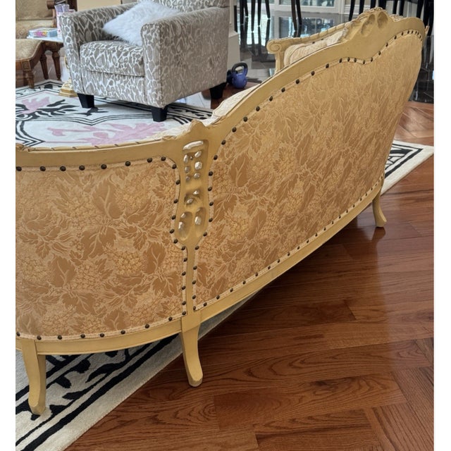 Rococo Vintage French Louis XV–Style Carved Sofa Carved Solid Wood Frame For Sale - Image 3 of 9