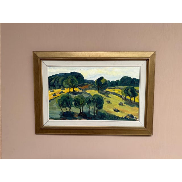 Mid-Century Modern Kerstin Flyckt, Trees, 1950s, Oil on Panel, Framed For Sale - Image 3 of 17