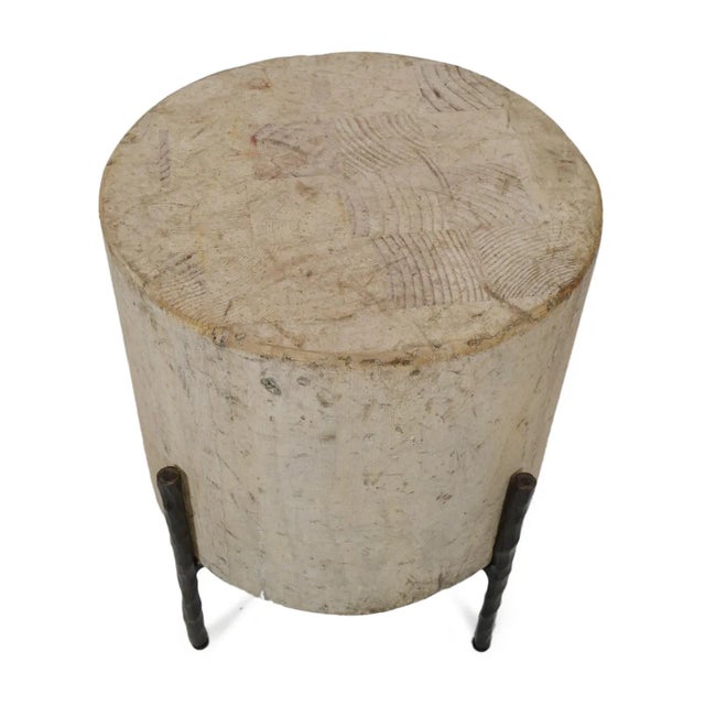 Contemporary Tuscan Cream Round Side Table 17" For Sale - Image 3 of 10