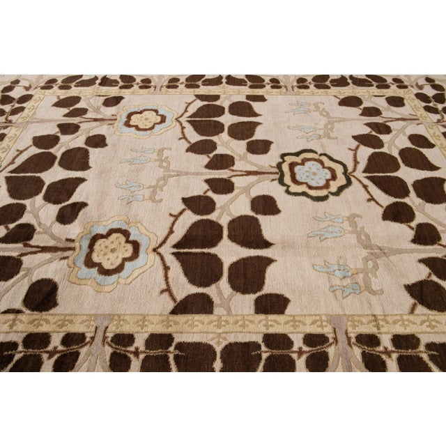 Beige Modern Art & Crafts Style Tibetan Wool Rug For Sale - Image 10 of 13