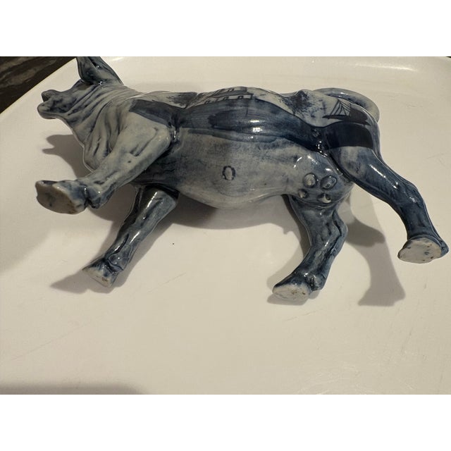 1950s Dutch Delft Blue Ceramic Cow Creamer Jug For Sale - Image 11 of 11