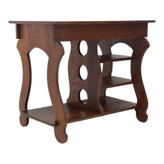 Vintage English Import Desk / Console Table With Figured Wood For Sale