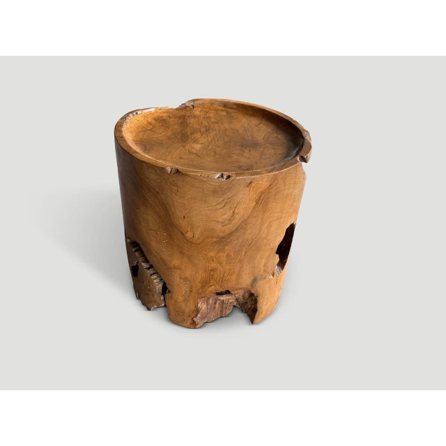 2010s Andrianna Shamaris Large Sculptural Teak Wood Tray Style Side Table For Sale - Image 5 of 5