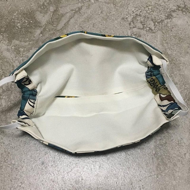 Original silk screen design c1963 by Francoise Faconnet features an astrology chart print in white, teals, blues, greens...