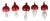 Mushroom Christmas Tree Ornaments in Red and White Glass, 1970s, Set of 5 For Sale