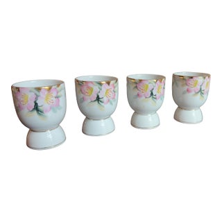 Antique, Early 20th Century Noritake Azalea Porcelain Egg Cups, Set of Four For Sale