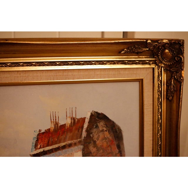 1950s Authentic 1950s Caroline Burnett Framed Oil on Canvas Impressionistic Painting of Parisian Street and Moulin Rouge For Sale - Image 5 of 15