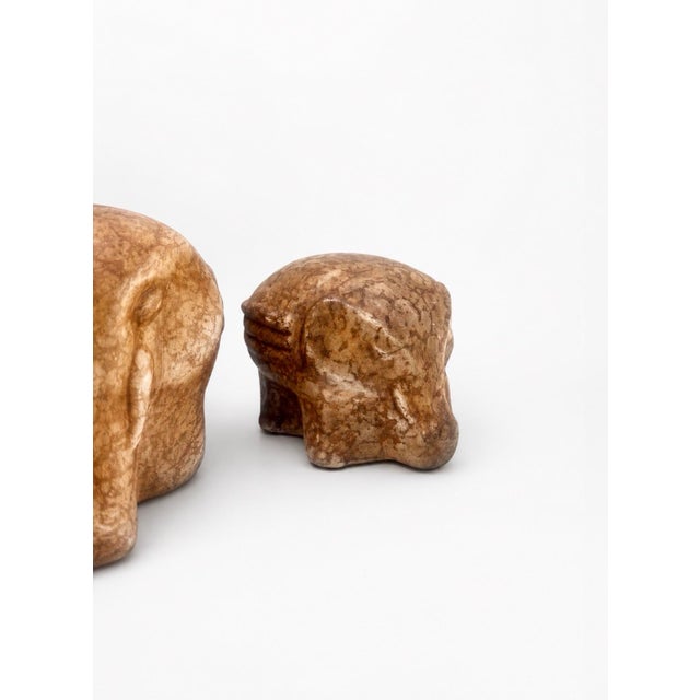 1980s Vintage Set of Three Marbled Ceramic Elephant Boho Chic Sculptures For Sale - Image 5 of 10